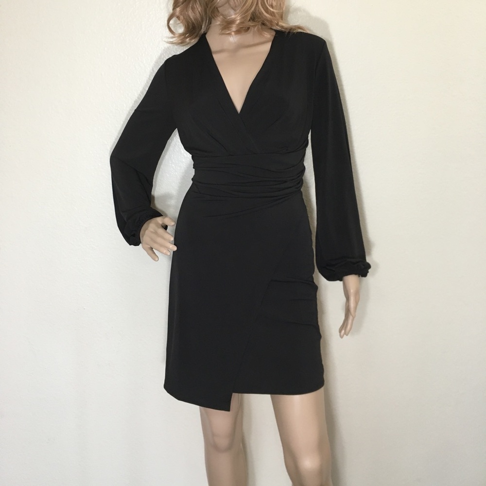 Classic Black Wrap Midi Dress